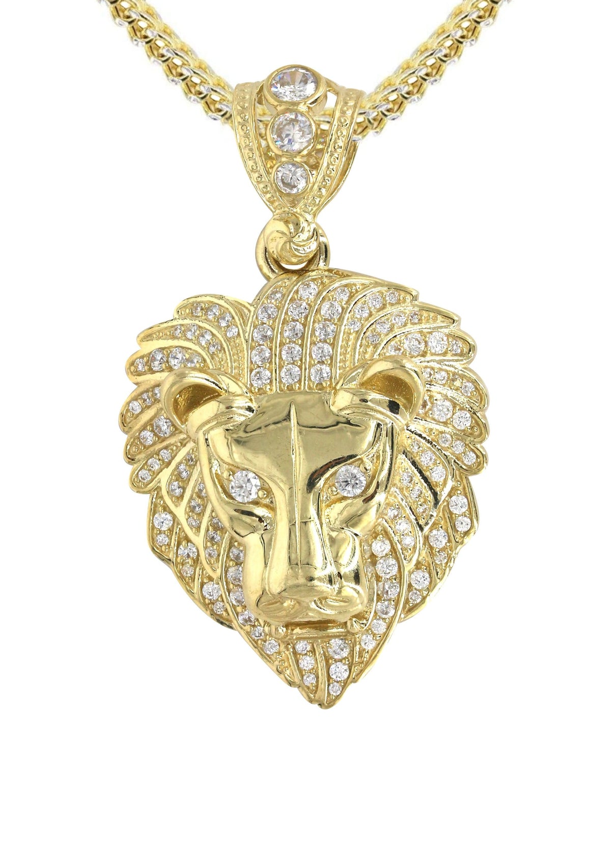10K Yellow Gold Lion Head Necklace | Appx 21.9 Grams