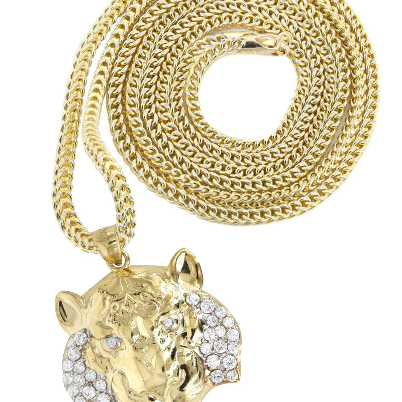 10K Yellow Gold Lion Head Necklace | Appx 19.4 Grams