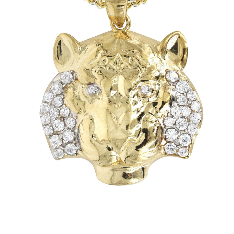 10K Yellow Gold Lion Head Necklace | Appx 19.4 Grams