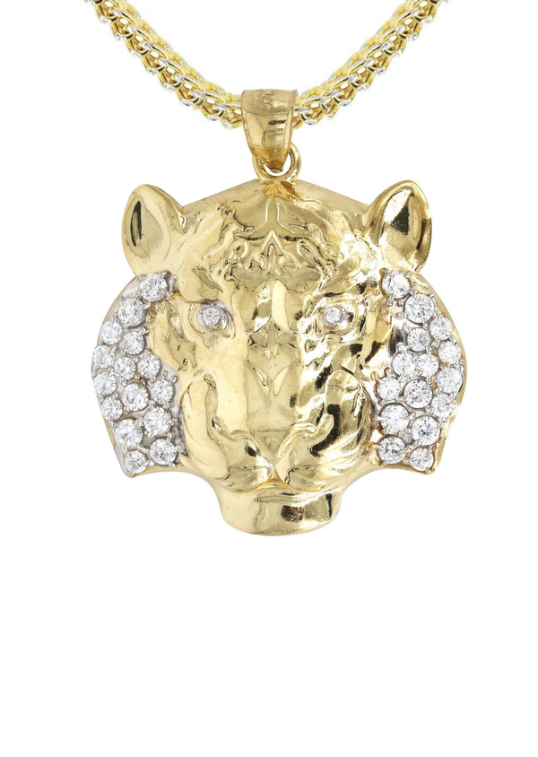 10K Yellow Gold Lion Head Necklace | Appx 19.4 Grams