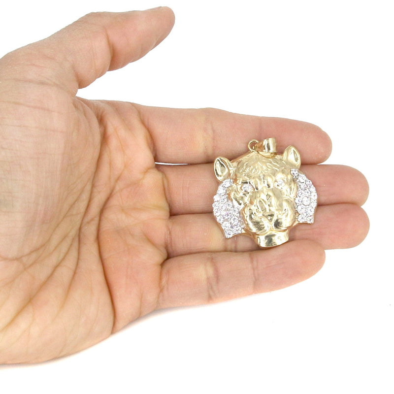 10K Yellow Gold Lion Head Necklace | Appx 19.4 Grams
