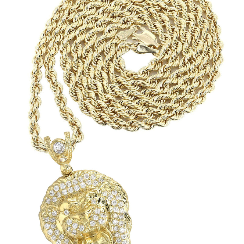 10K Yellow Gold Lion Head Necklace | Appx 16.4 Grams