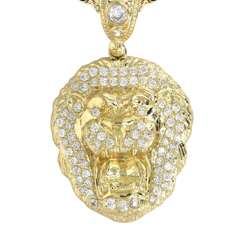 10K Yellow Gold Lion Head Necklace | Appx 16.4 Grams