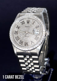 Womens Rolex Datejust Watch 16200  | 36MM | Full Diamond Roman Dial | Jubilee Band