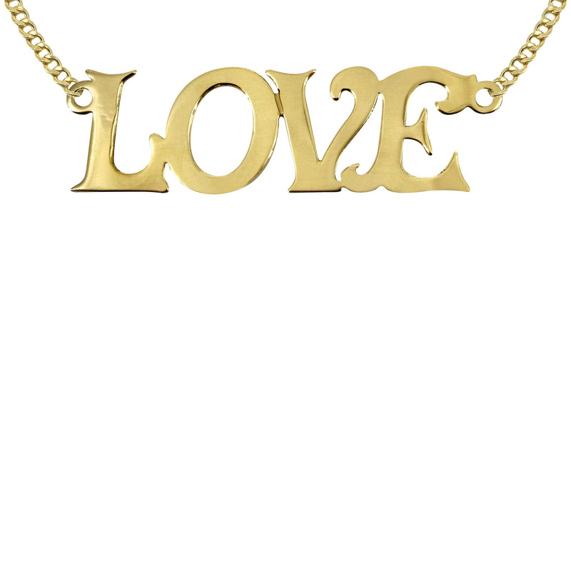 14K Gold  Love Name Plate Necklace | Style #36