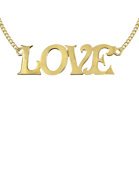 14K Gold  Love Name Plate Necklace | Style #36