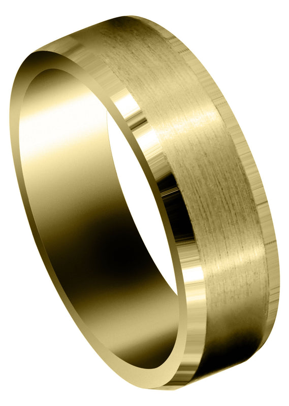 Yellow Gold Basic Carved Celtic Mens Wedding Band | Satin Finish (Chase)