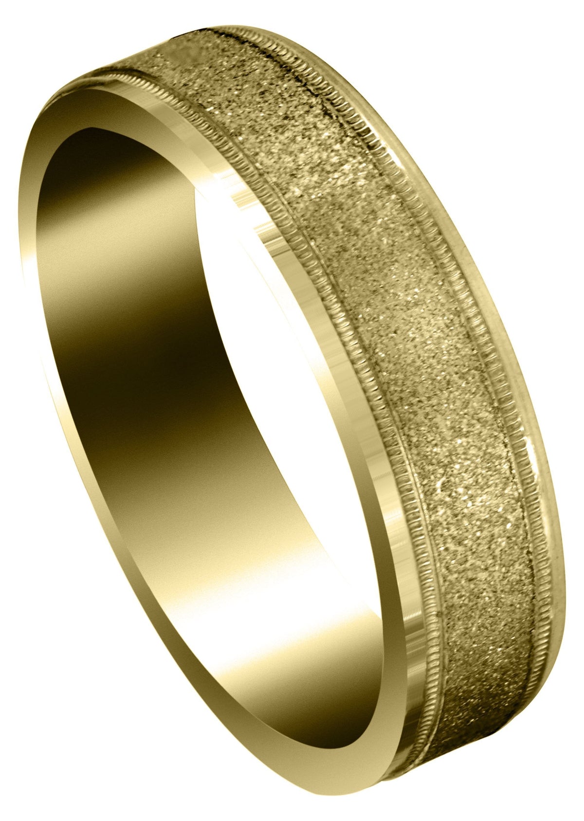 Yellow Gold Basic Carved Celtic Mens Wedding Band | Stone Finish (Adam)