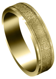Yellow Gold Basic Carved Celtic Mens Wedding Band | Stone Finish (Adam)