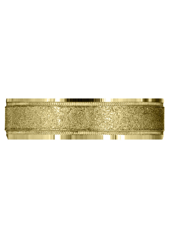 Yellow Gold Basic Carved Celtic Mens Wedding Band | Stone Finish (Adam)