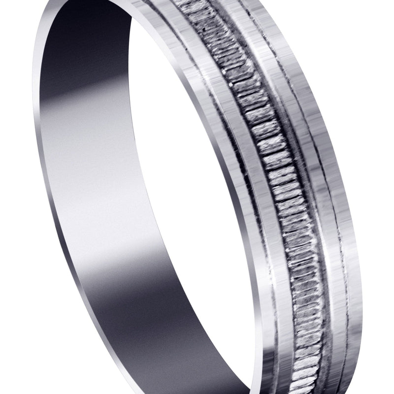 Basic Carved Celtic Mens Wedding Band | Stone Finish (Gavin)
