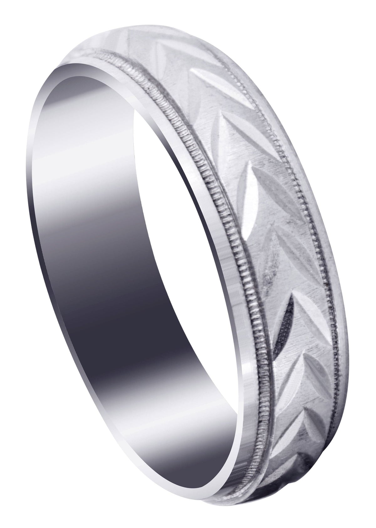 Basic Carved Diamond Cut Mens Wedding Band | Cross Satin Finish (Austin)