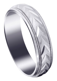 Basic Carved Diamond Cut Mens Wedding Band | Cross Satin Finish (Austin)
