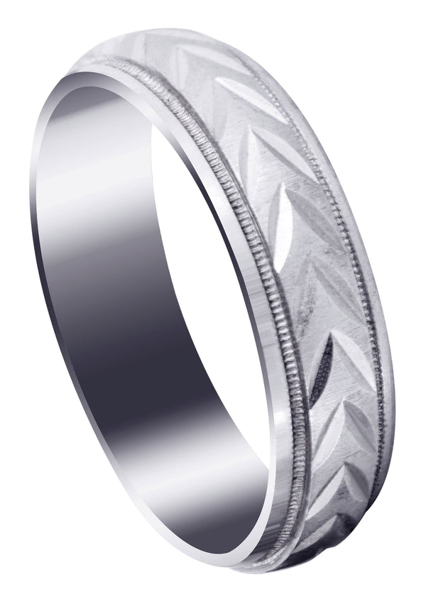 Basic Carved Diamond Cut Mens Wedding Band | Cross Satin Finish (Austin)