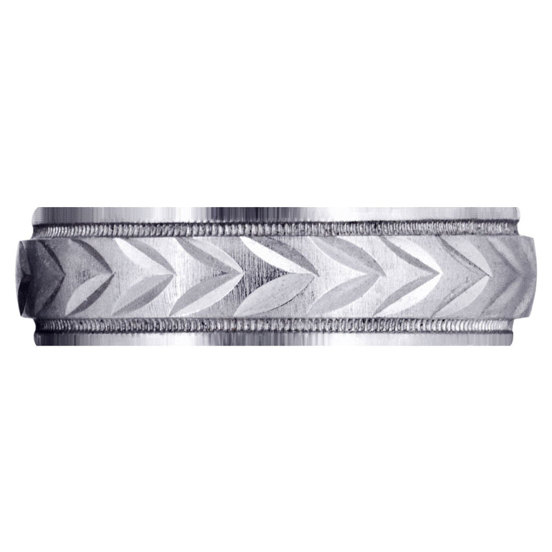 Basic Carved Diamond Cut Mens Wedding Band | Cross Satin Finish (Austin)
