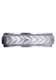 Basic Carved Diamond Cut Mens Wedding Band | Cross Satin Finish (Austin)