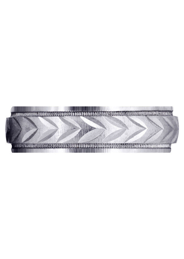 Basic Carved Diamond Cut Mens Wedding Band | Cross Satin Finish (Austin)