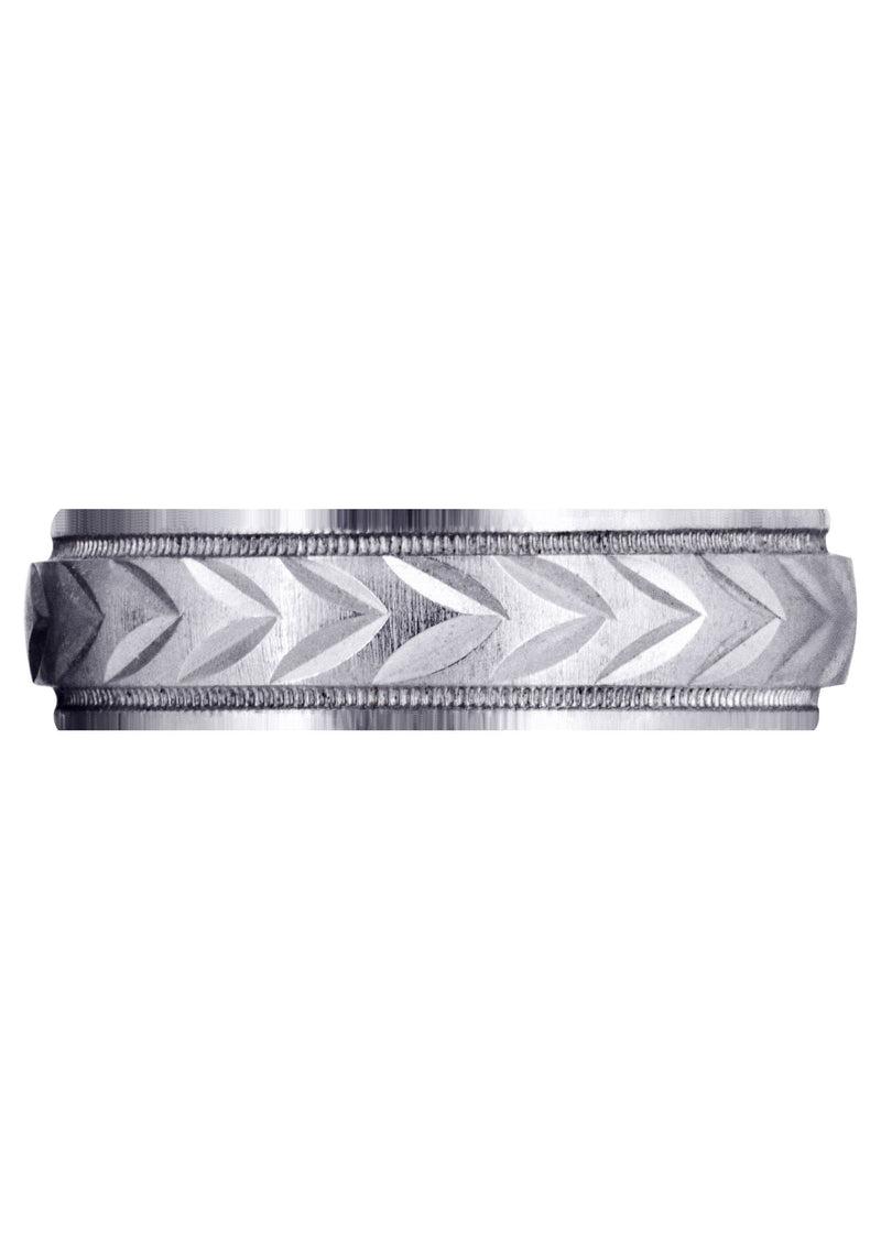 Basic Carved Diamond Cut Mens Wedding Band | Cross Satin Finish (Austin)