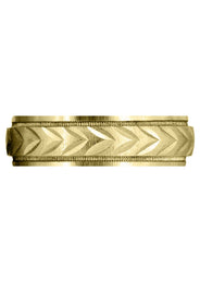 Yellow Gold Basic Carved Diamond Cut Mens Wedding Band | Cross Satin Finish (Austin)
