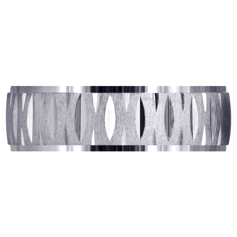 Carved Diamond Cut Mens Wedding Band | Cross Satin Finish (Samuel)