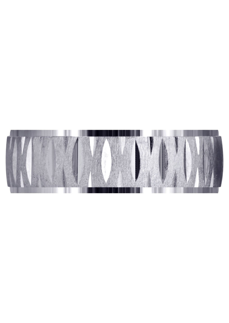 Carved Diamond Cut Mens Wedding Band | Cross Satin Finish (Samuel)