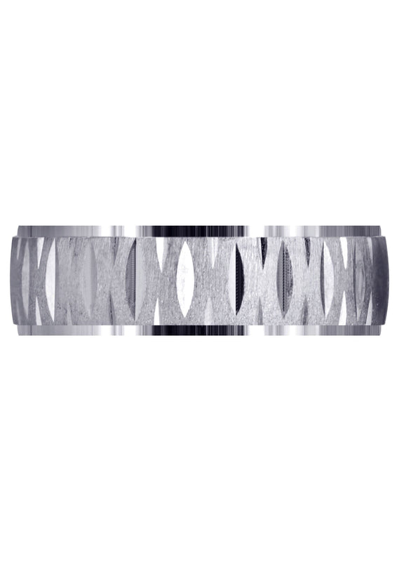 Carved Diamond Cut Mens Wedding Band | Cross Satin Finish (Samuel)