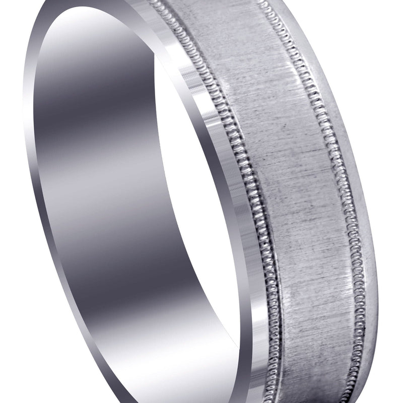 Carved Simple Mens Wedding Band | Cross Satin Finish (Gabriel)