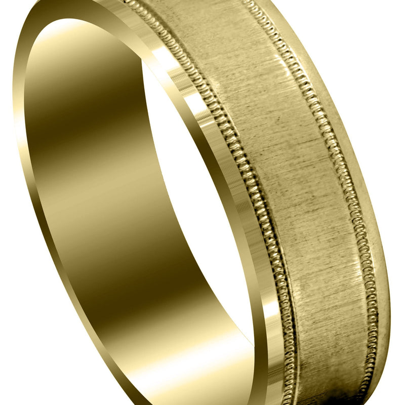 Yellow Gold Carved Simple Mens Wedding Band | Cross Satin Finish (Gabriel)