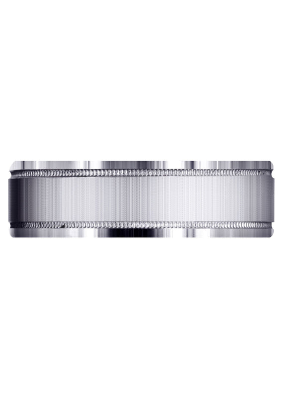 Carved Simple Mens Wedding Band | Cross Satin Finish (Gabriel)