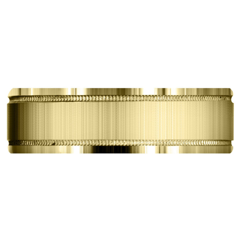 Yellow Gold Carved Simple Mens Wedding Band | Cross Satin Finish (Gabriel)