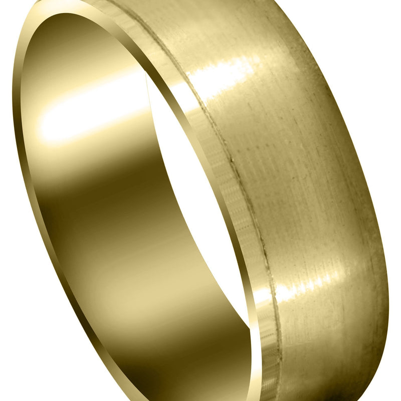Yellow Gold Carved Simple Mens Wedding Band | Satin Finish (Joseph)