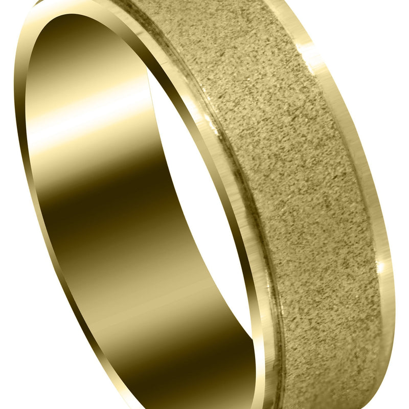 Yellow Gold Carved Simple Mens Wedding Band | Wire Matt Finish (Jayden)
