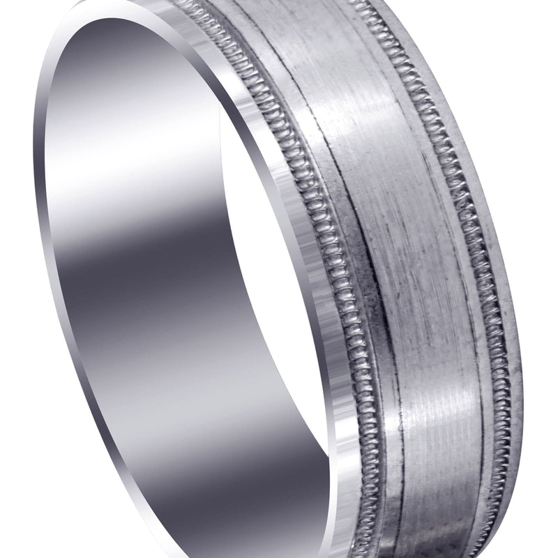Carved Simple Mens Wedding Band | Satin Finish (Oliver)