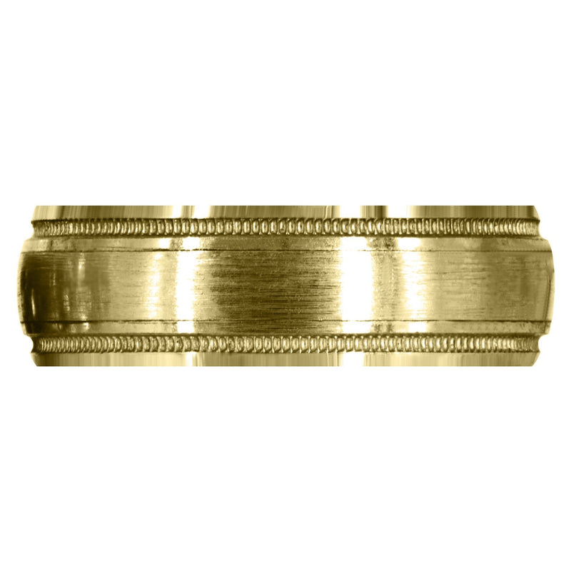 Yellow Gold Carved Simple Mens Wedding Band | Satin Finish (Oliver)
