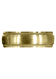 Yellow Gold Carved Simple Mens Wedding Band | Satin Finish (Oliver)