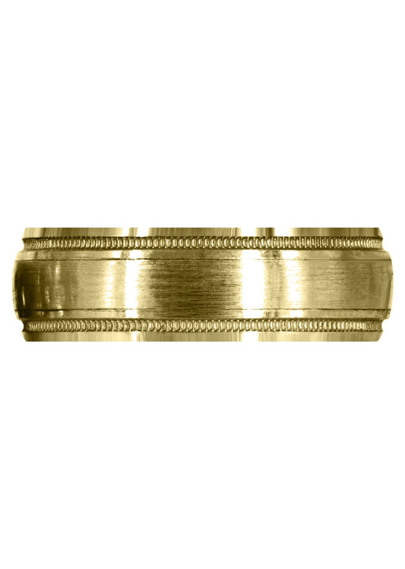 Yellow Gold Carved Simple Mens Wedding Band | Satin Finish (Oliver)