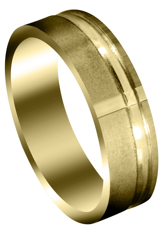 Yellow Gold Carved Religious Mens Wedding Band | Stone Finish (David)