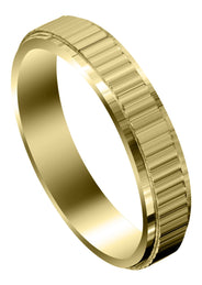 Yellow Gold Carved Diamond Cut Mens Wedding Band | Satin Finish (Jackson)