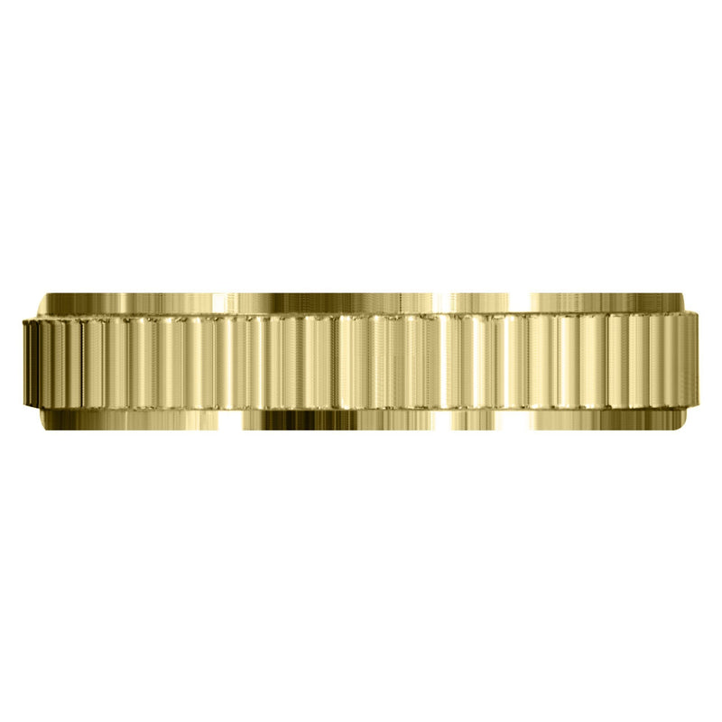Yellow Gold Carved Diamond Cut Mens Wedding Band | Satin Finish (Jackson)