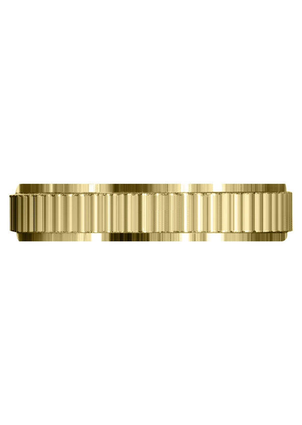Yellow Gold Carved Diamond Cut Mens Wedding Band | Satin Finish (Jackson)