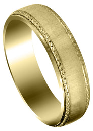 Yellow Gold Basic Carved Celtic Mens Wedding Band | Cross Satin Finish (Evan)