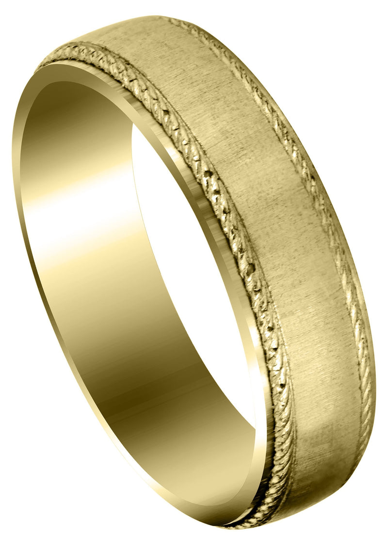 Yellow Gold Basic Carved Celtic Mens Wedding Band | Cross Satin Finish (Evan)