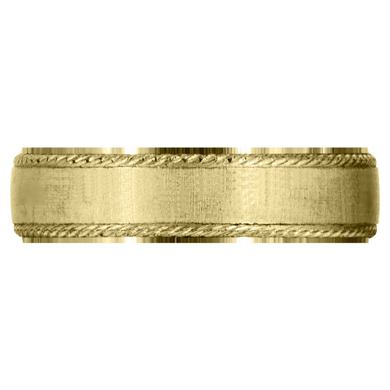 Yellow Gold Basic Carved Celtic Mens Wedding Band | Cross Satin Finish (Evan)