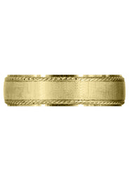 Yellow Gold Basic Carved Celtic Mens Wedding Band | Cross Satin Finish (Evan)