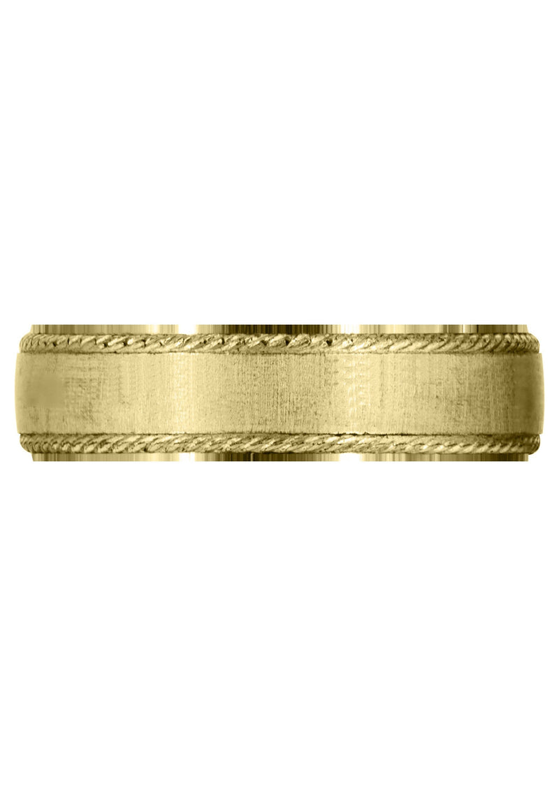 Yellow Gold Basic Carved Celtic Mens Wedding Band | Cross Satin Finish (Evan)