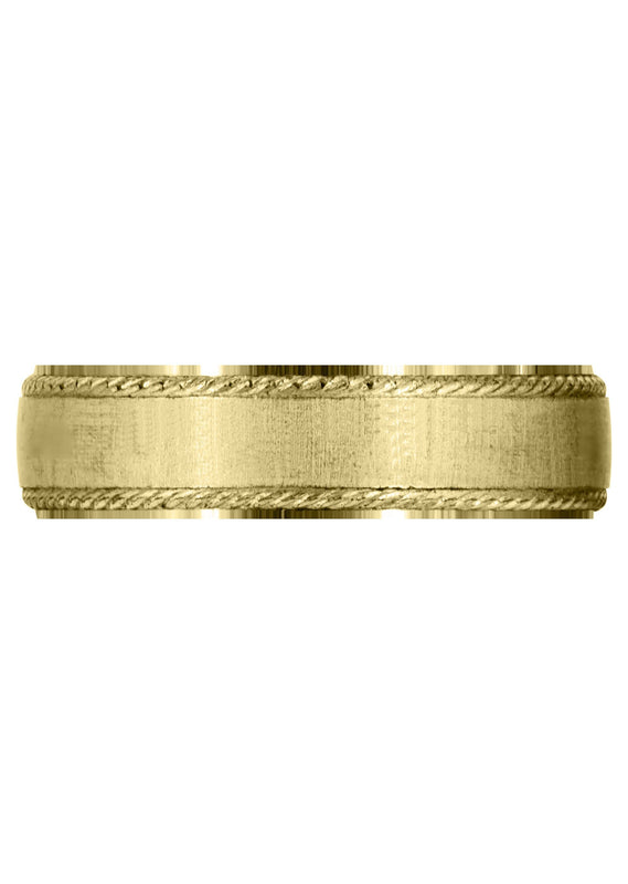 Yellow Gold Basic Carved Celtic Mens Wedding Band | Cross Satin Finish (Evan)