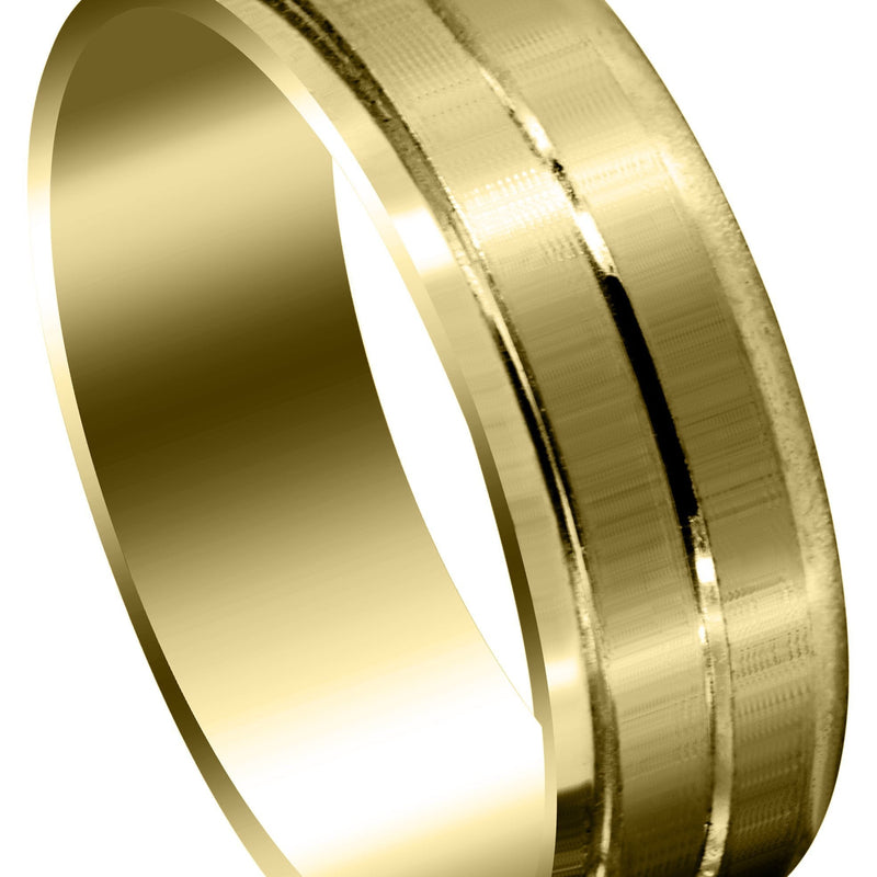 Yellow Gold Basic Carved Celtic Mens Wedding Band | Satin Finish (Lincoln)