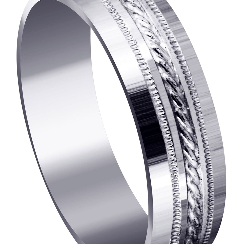 Basic Carved Celtic Mens Wedding Band | Satin Finish (Angel)