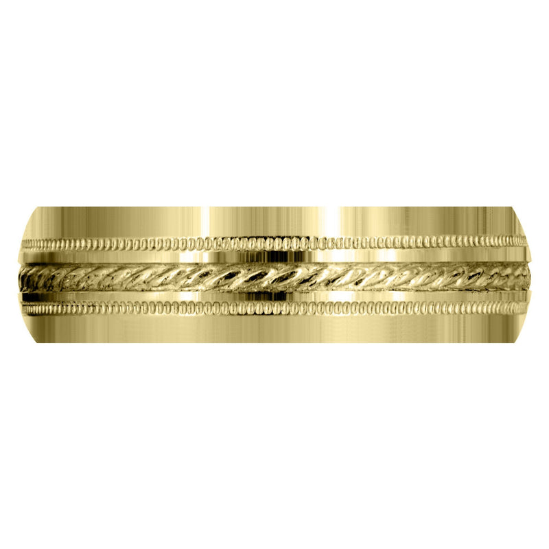 Yellow Gold Basic Carved Celtic Mens Wedding Band | Satin Finish (Angel)