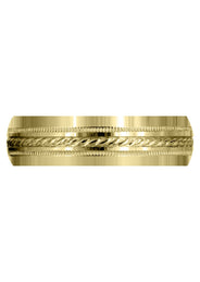 Yellow Gold Basic Carved Celtic Mens Wedding Band | Satin Finish (Angel)